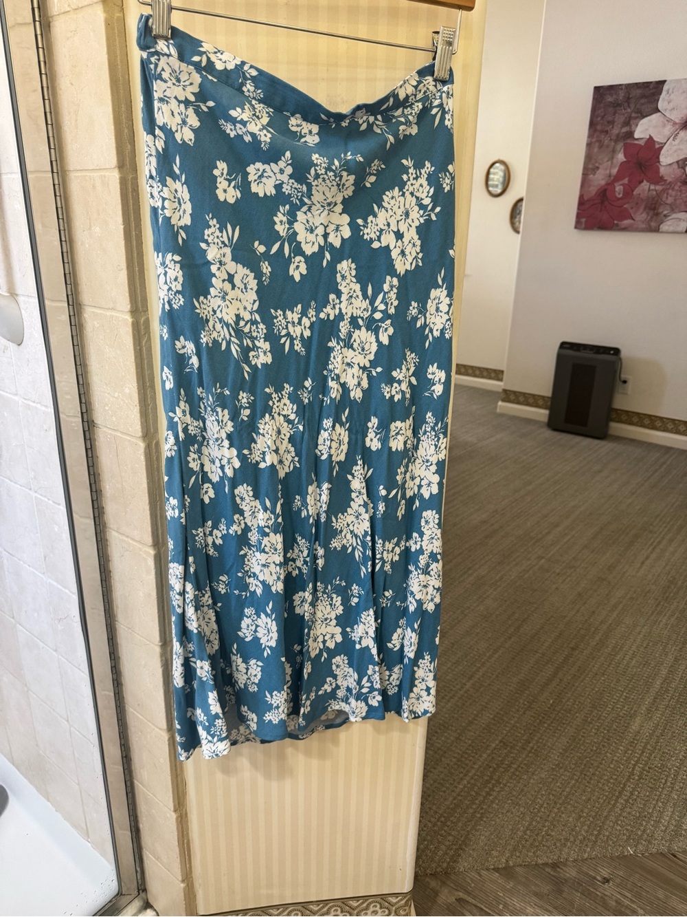 Old Navy Teal Blue Floral Maxi Skirt